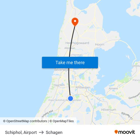 Schiphol, Airport to Schagen map