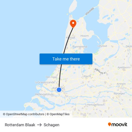 Rotterdam Blaak to Schagen map