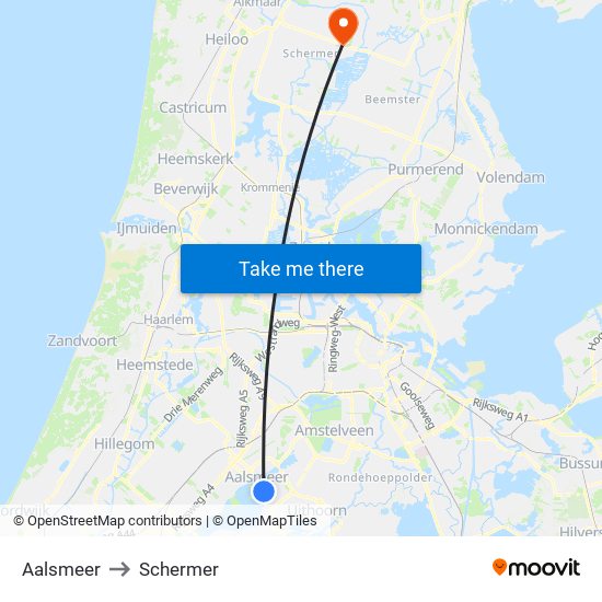 Aalsmeer to Schermer map