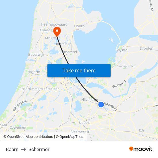 Baarn to Schermer map