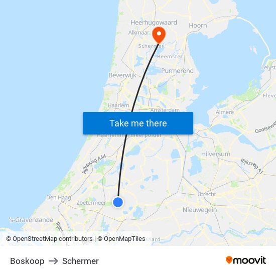Boskoop to Schermer map