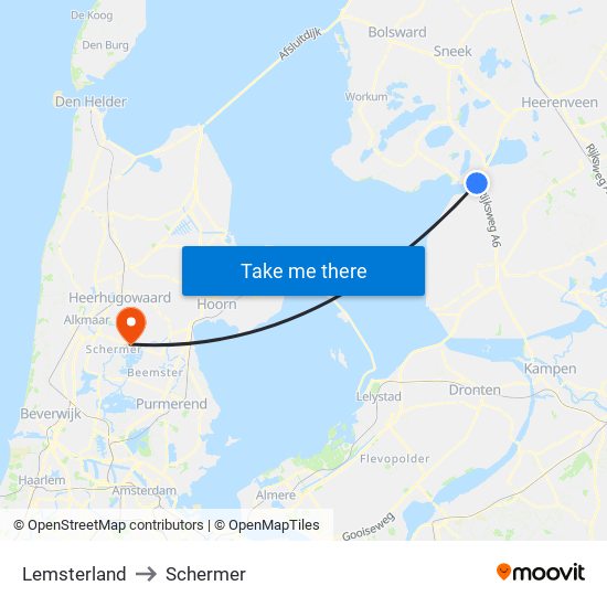 Lemsterland to Schermer map