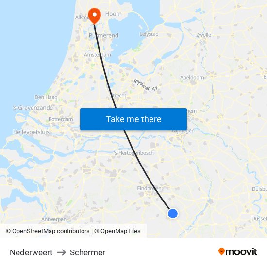 Nederweert to Schermer map