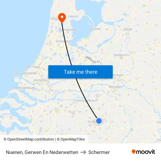 Nuenen, Gerwen En Nederwetten to Schermer map