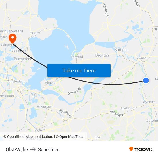 Olst-Wijhe to Schermer map