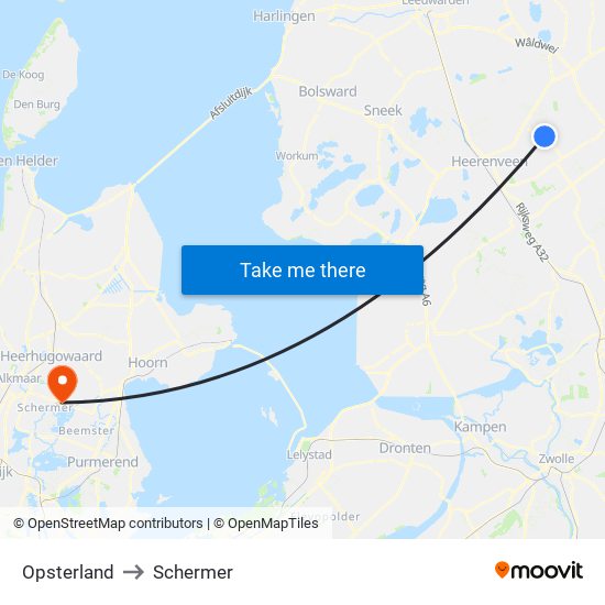 Opsterland to Schermer map