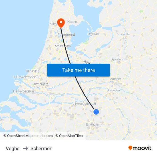 Veghel to Schermer map