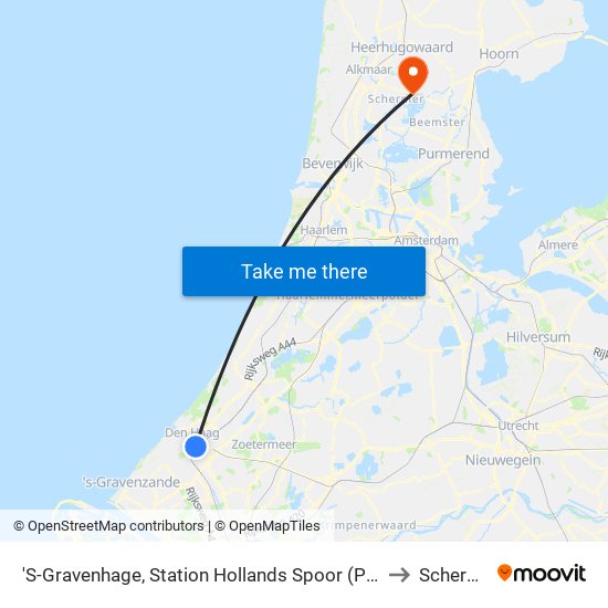 'S-Gravenhage, Station Hollands Spoor (Perron A) to Schermer map