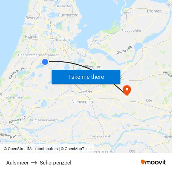 Aalsmeer to Scherpenzeel map