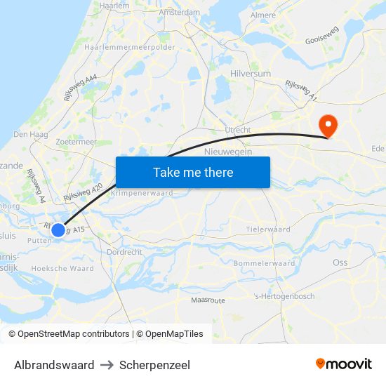 Albrandswaard to Scherpenzeel map