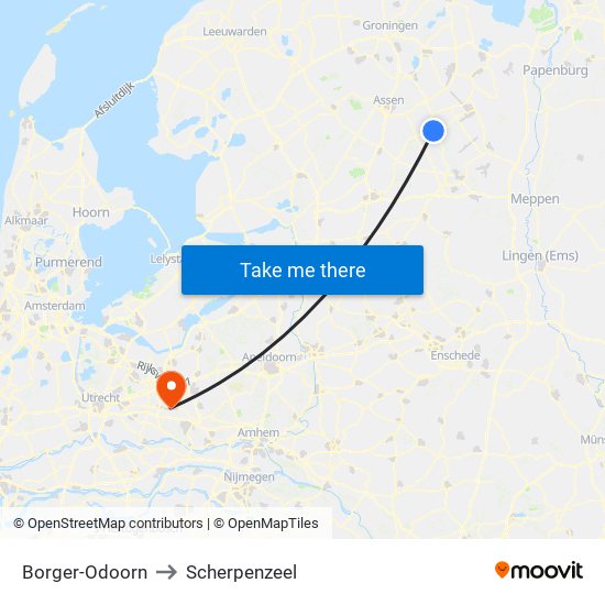 Borger-Odoorn to Scherpenzeel map