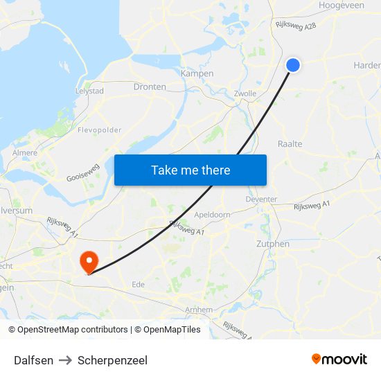 Dalfsen to Scherpenzeel map