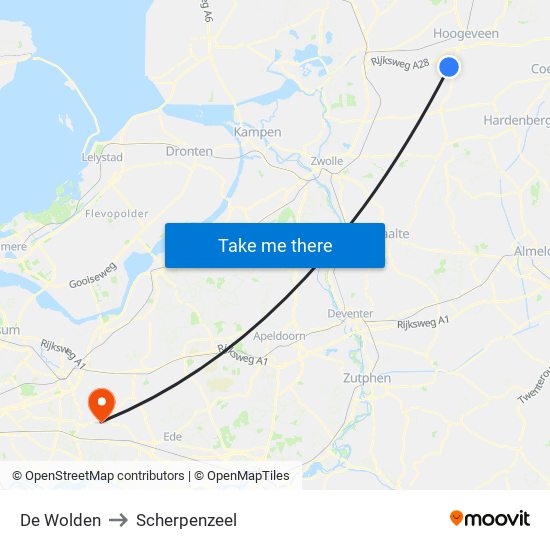 De Wolden to Scherpenzeel map