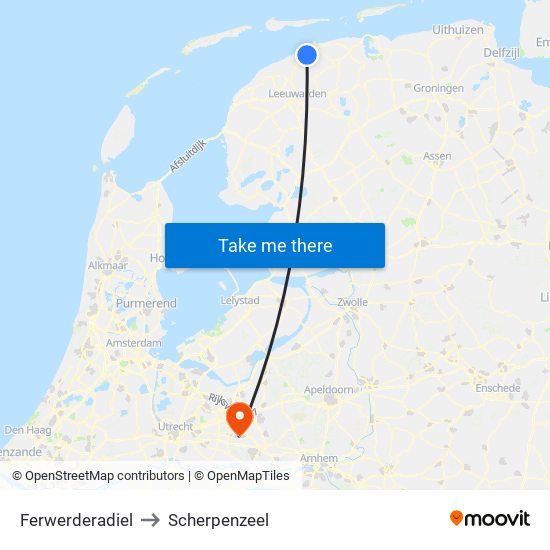 Ferwerderadiel to Scherpenzeel map