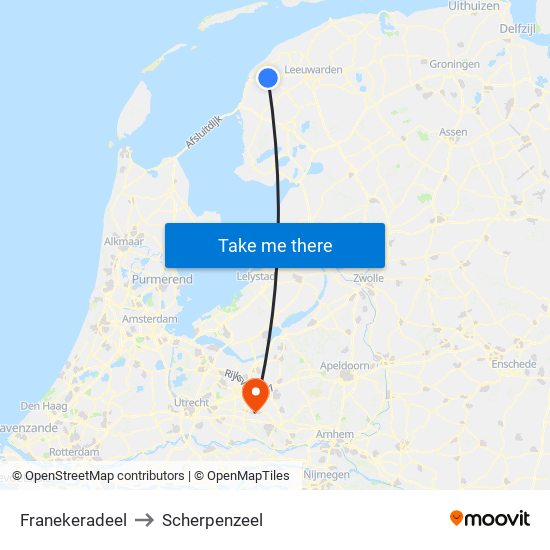 Franekeradeel to Scherpenzeel map