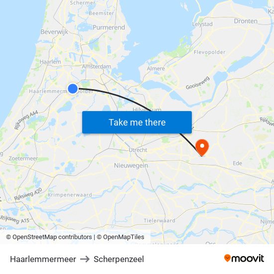 Haarlemmermeer to Scherpenzeel map