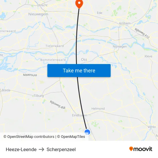 Heeze-Leende to Scherpenzeel map