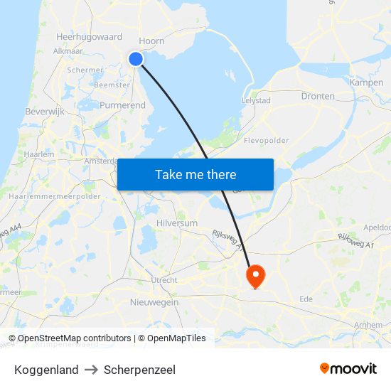 Koggenland to Scherpenzeel map