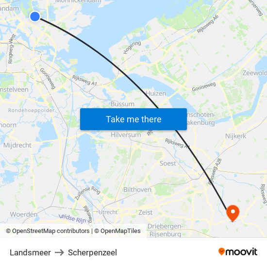 Landsmeer to Scherpenzeel map