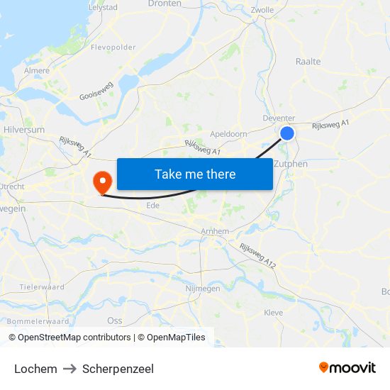 Lochem to Scherpenzeel map