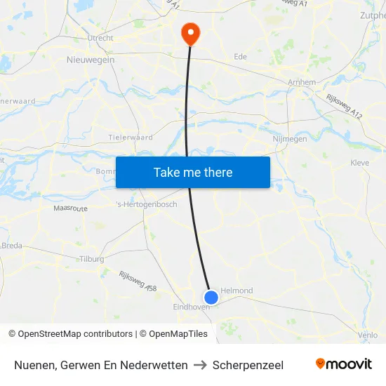 Nuenen, Gerwen En Nederwetten to Scherpenzeel map