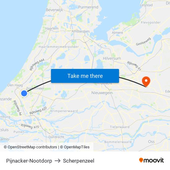 Pijnacker-Nootdorp to Scherpenzeel map