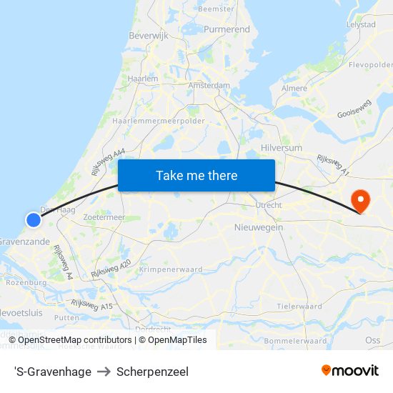 'S-Gravenhage to Scherpenzeel map