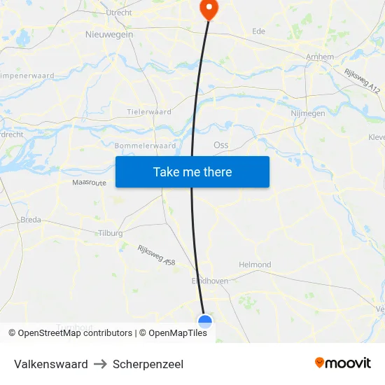 Valkenswaard to Scherpenzeel map