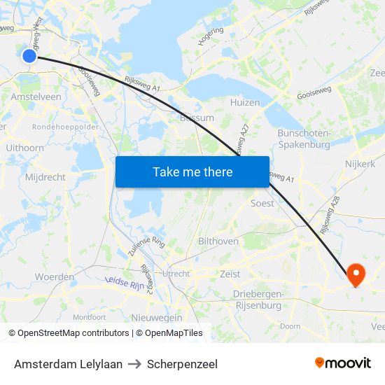 Amsterdam Lelylaan to Scherpenzeel map