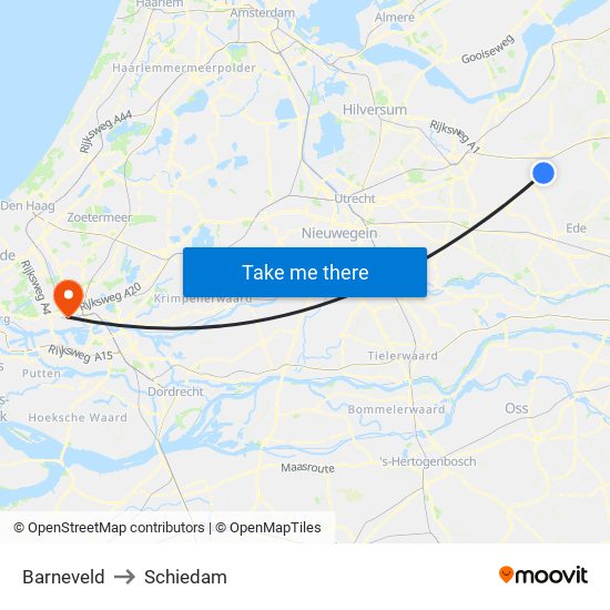 Barneveld to Schiedam map