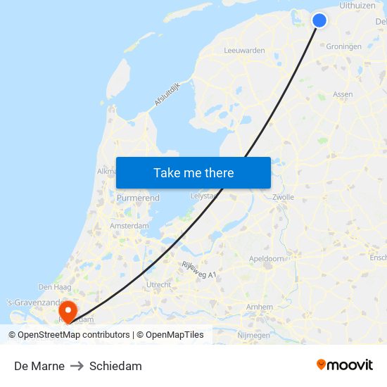 De Marne to Schiedam map