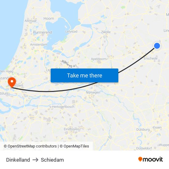 Dinkelland to Schiedam map