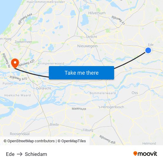 Ede to Schiedam map