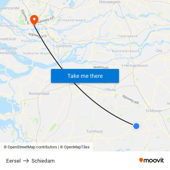 Eersel to Schiedam map
