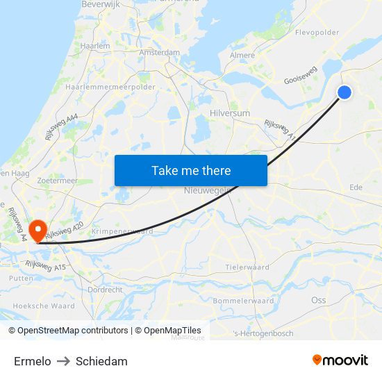 Ermelo to Schiedam map