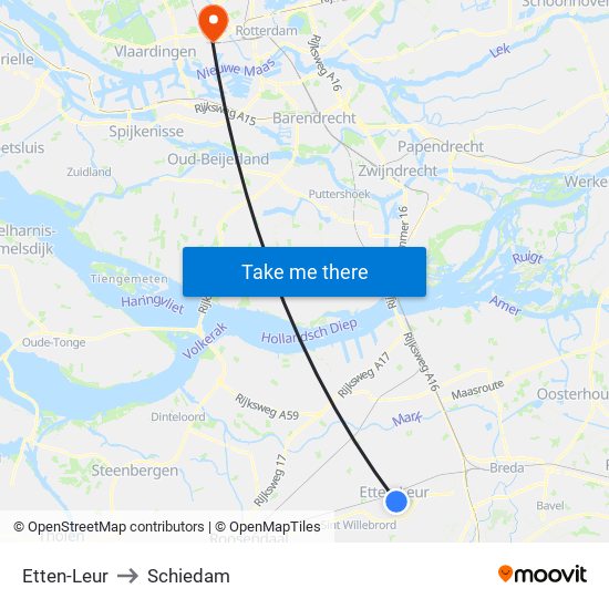 Etten-Leur to Schiedam map