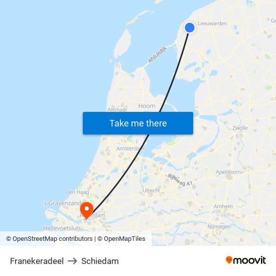 Franekeradeel to Schiedam map