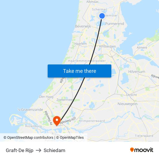 Graft-De Rijp to Schiedam map