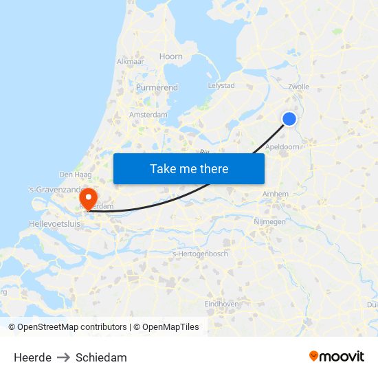 Heerde to Schiedam map