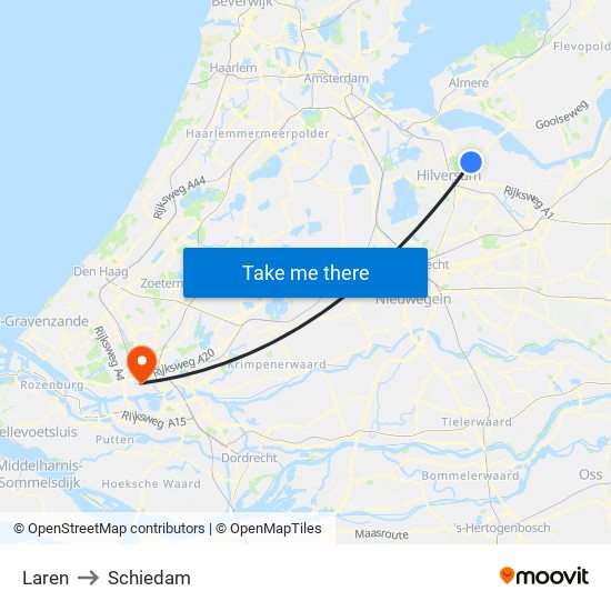 Laren to Schiedam map