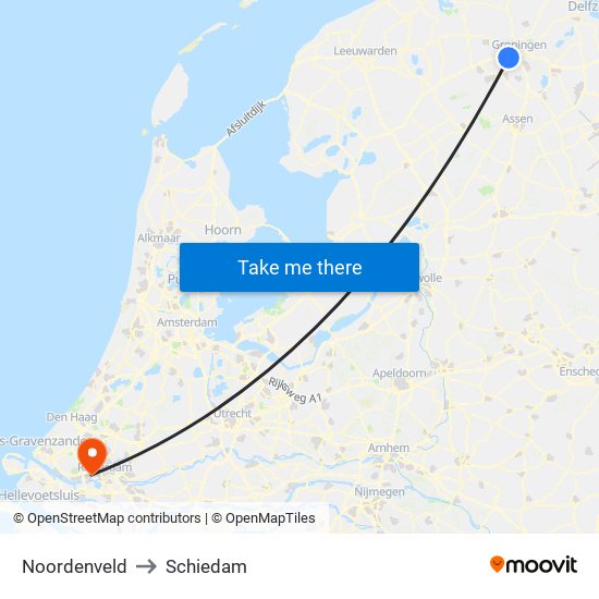 Noordenveld to Schiedam map