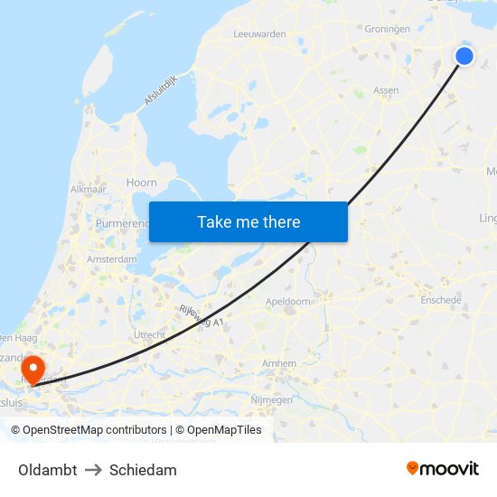 Oldambt to Schiedam map