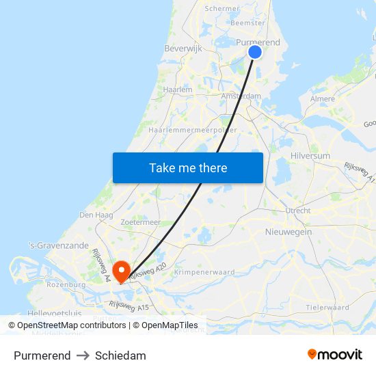 Purmerend to Schiedam map