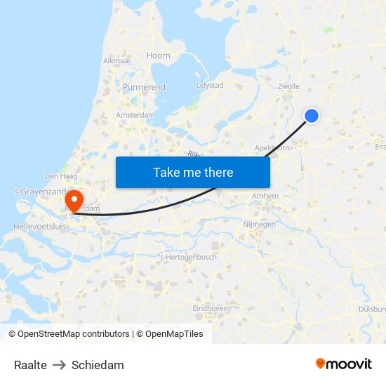 Raalte to Schiedam map