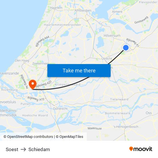 Soest to Schiedam map