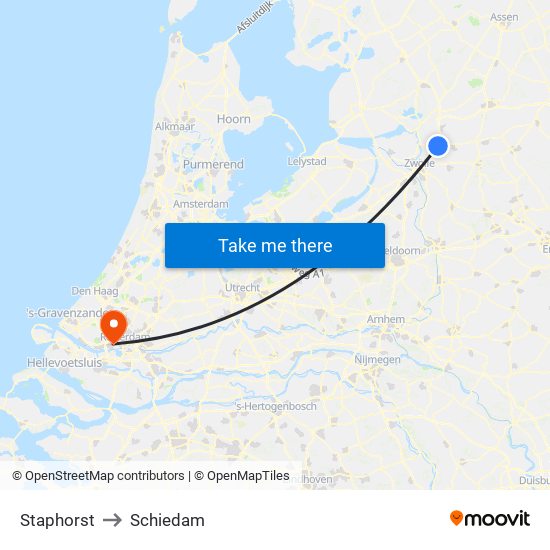 Staphorst to Schiedam map