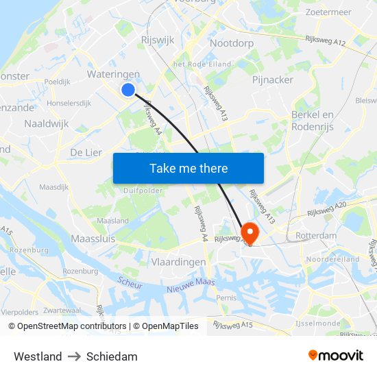 Westland to Schiedam map