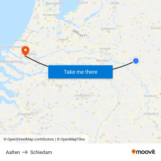 Aalten to Schiedam map