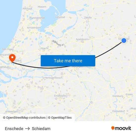 Enschede to Schiedam map