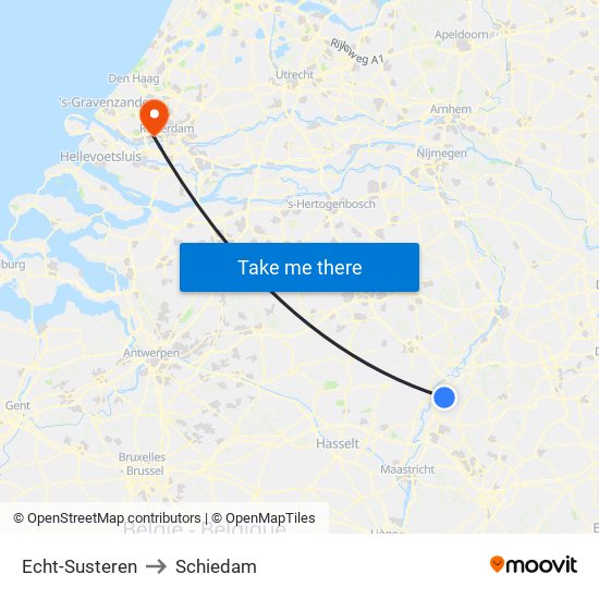 Echt-Susteren to Schiedam map